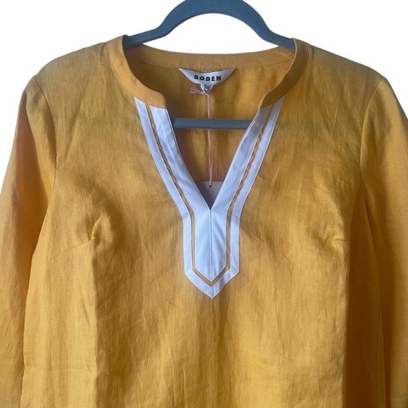 Boden Neck Detail Tunic Top Yellow Size 6 NWT - Picture 7 of 13